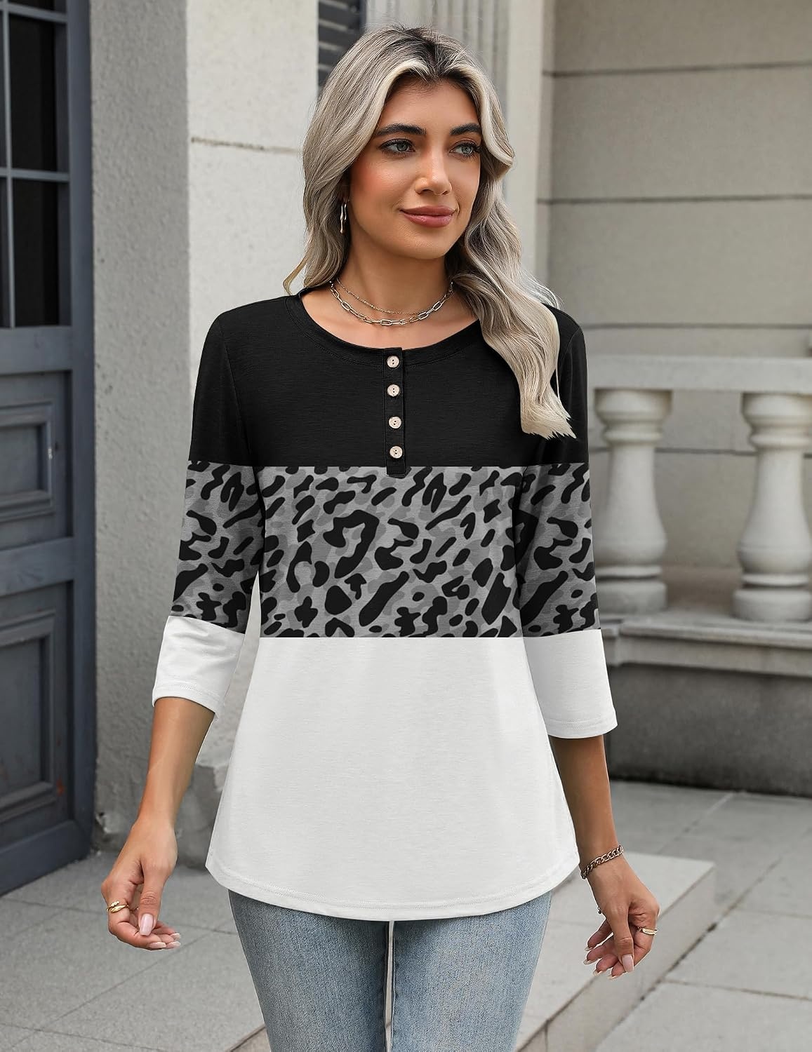 image:imageZeagoo 34 Length Sleeve Women Tops Dressy Casual Blouses Work ClothesJh519color Block