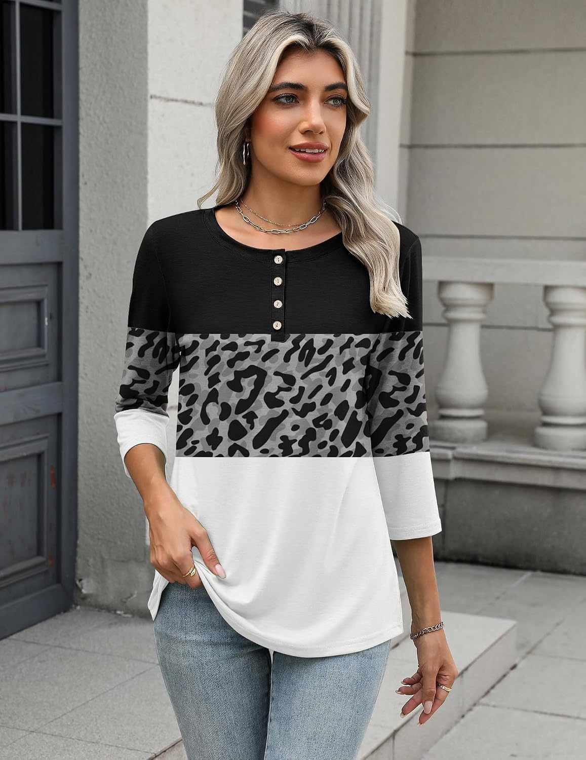 image:imageZeagoo 34 Length Sleeve Women Tops Dressy Casual Blouses Work ClothesJh519color Block