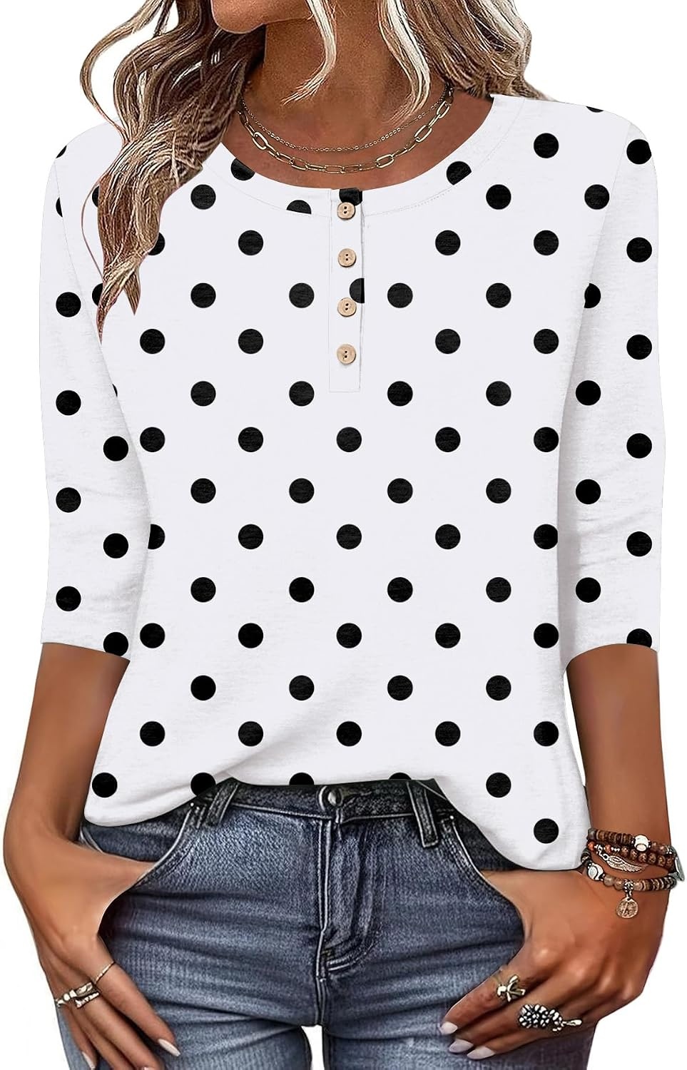 image:imageZeagoo 34 Length Sleeve Women Tops Dressy Casual Blouses Work ClothesJh592polka Dots