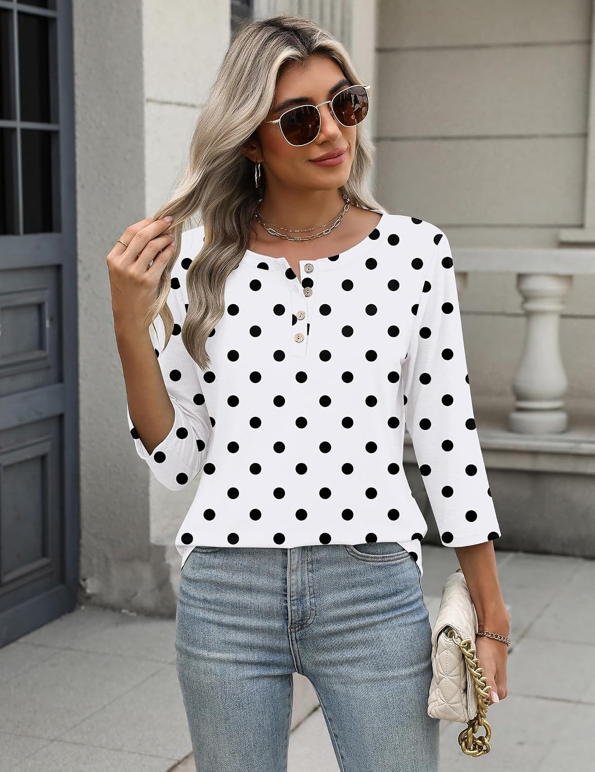 image:imageZeagoo 34 Length Sleeve Women Tops Dressy Casual Blouses Work ClothesJh592polka Dots