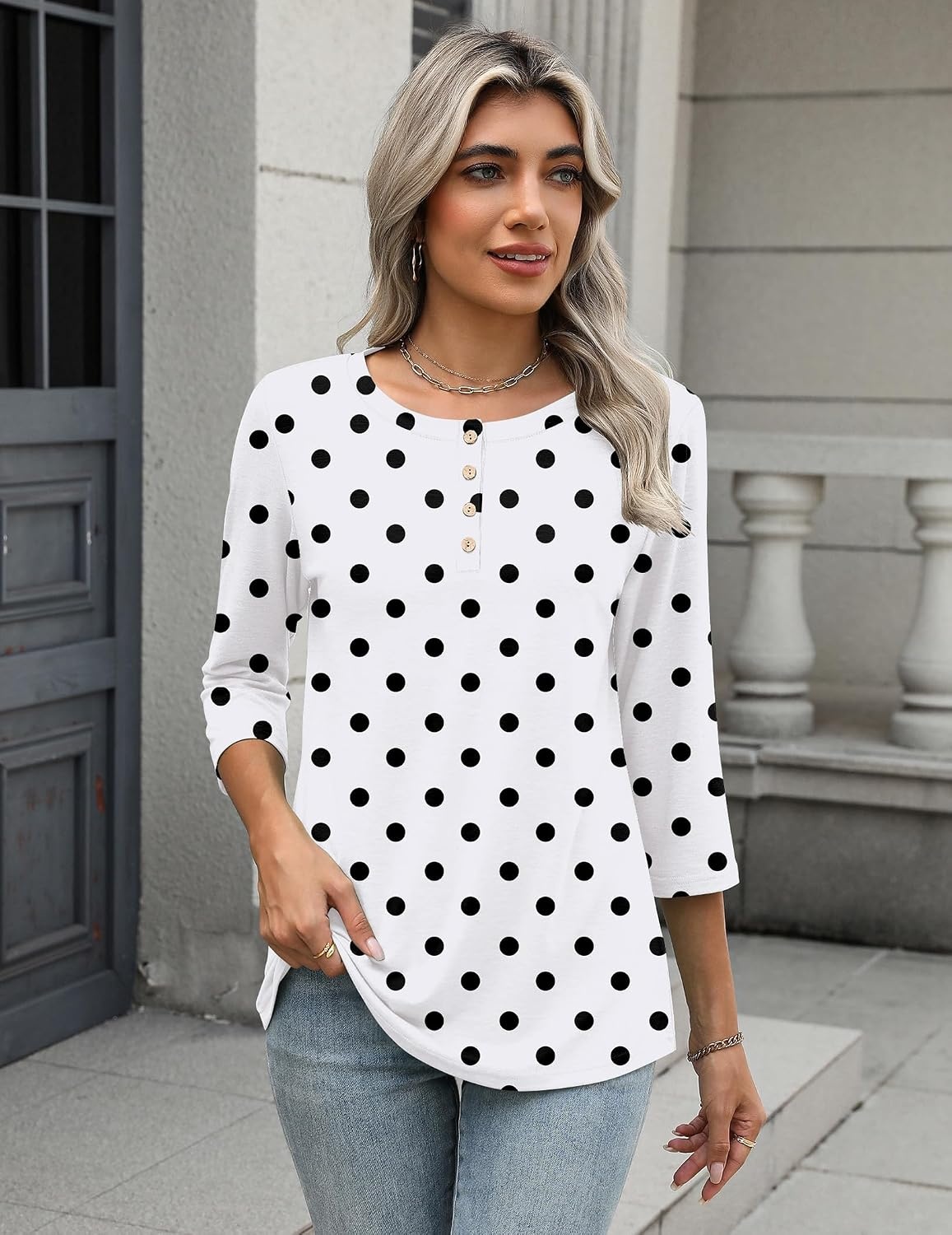 image:imageZeagoo 34 Length Sleeve Women Tops Dressy Casual Blouses Work ClothesJh592polka Dots