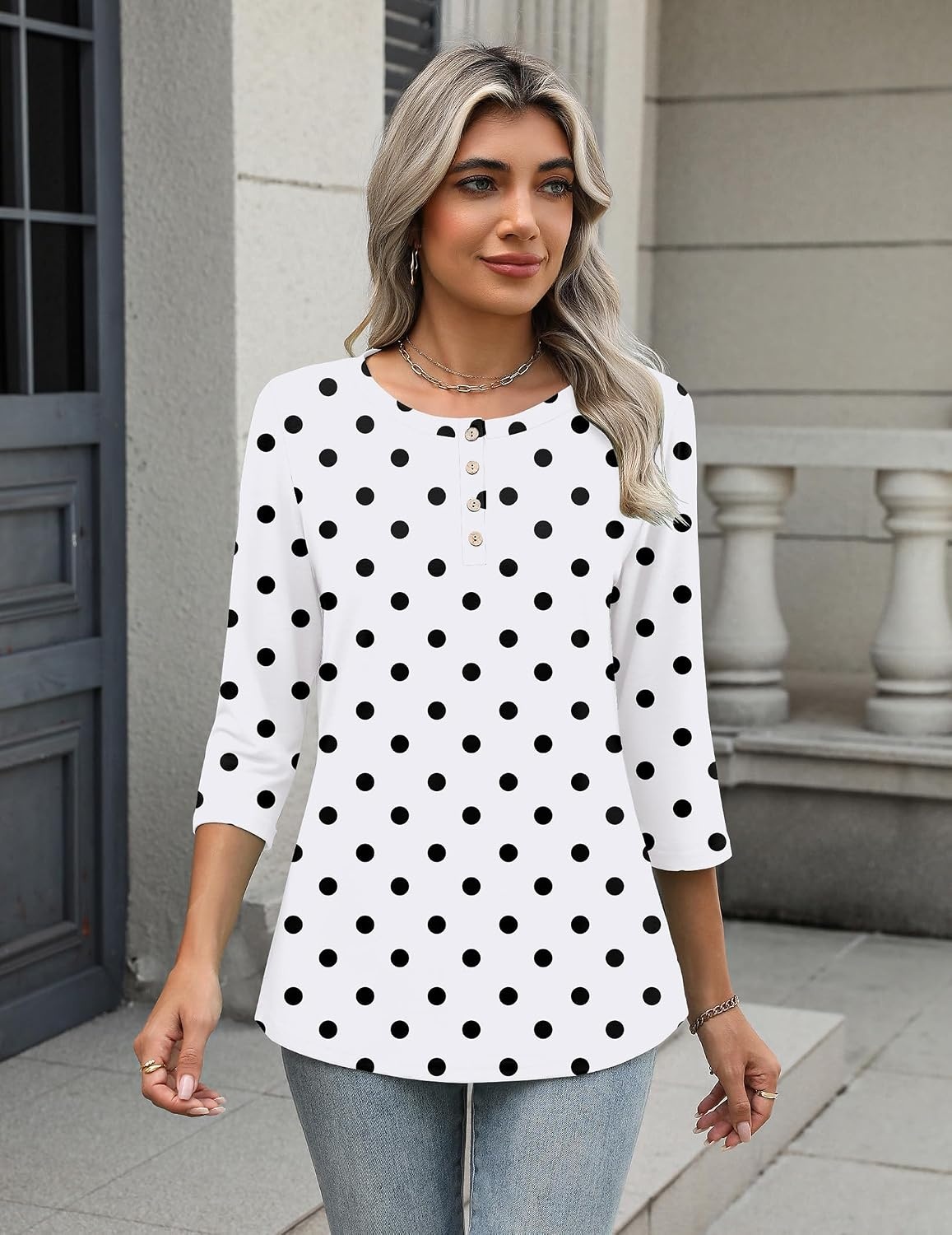 image:imageZeagoo 34 Length Sleeve Women Tops Dressy Casual Blouses Work ClothesJh592polka Dots