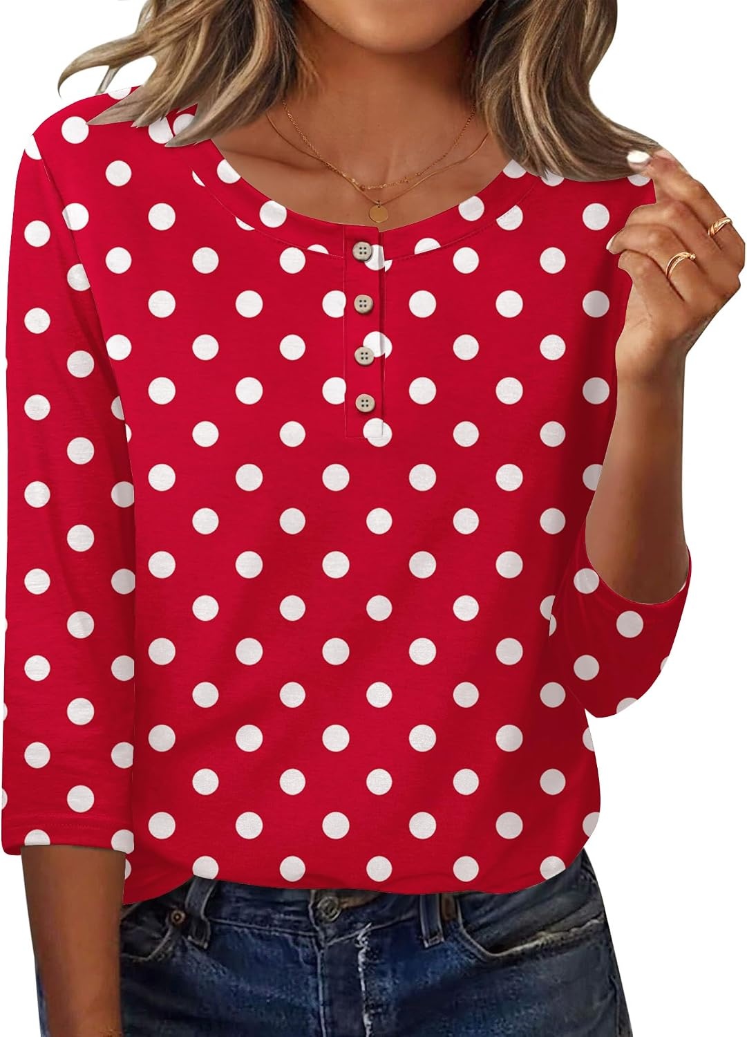image:imageZeagoo 34 Length Sleeve Women Tops Dressy Casual Blouses Work ClothesJh717polka Dots