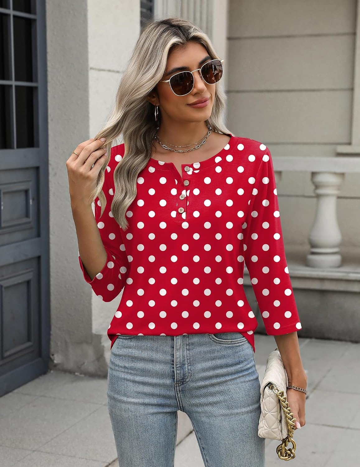 image:imageZeagoo 34 Length Sleeve Women Tops Dressy Casual Blouses Work ClothesJh717polka Dots