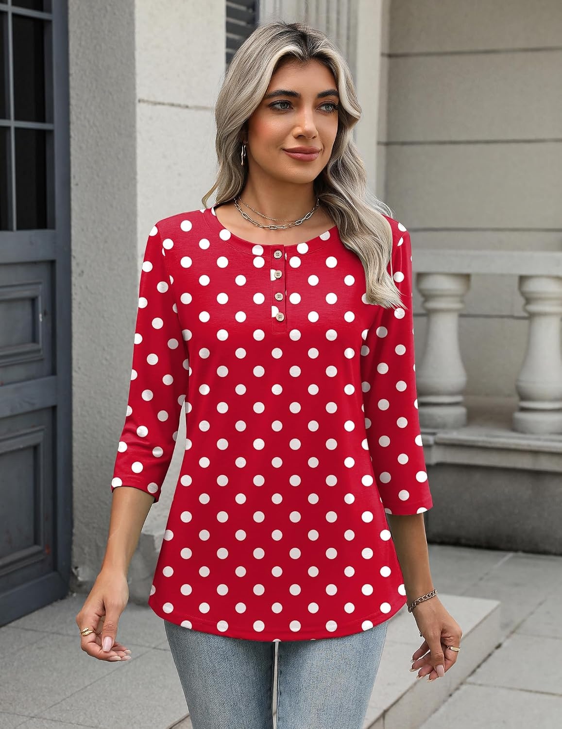 image:imageZeagoo 34 Length Sleeve Women Tops Dressy Casual Blouses Work ClothesJh717polka Dots