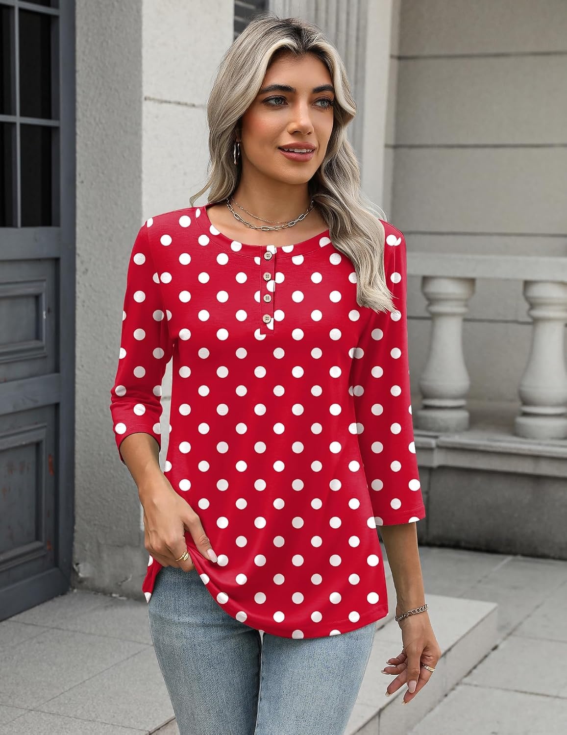 image:imageZeagoo 34 Length Sleeve Women Tops Dressy Casual Blouses Work ClothesJh717polka Dots