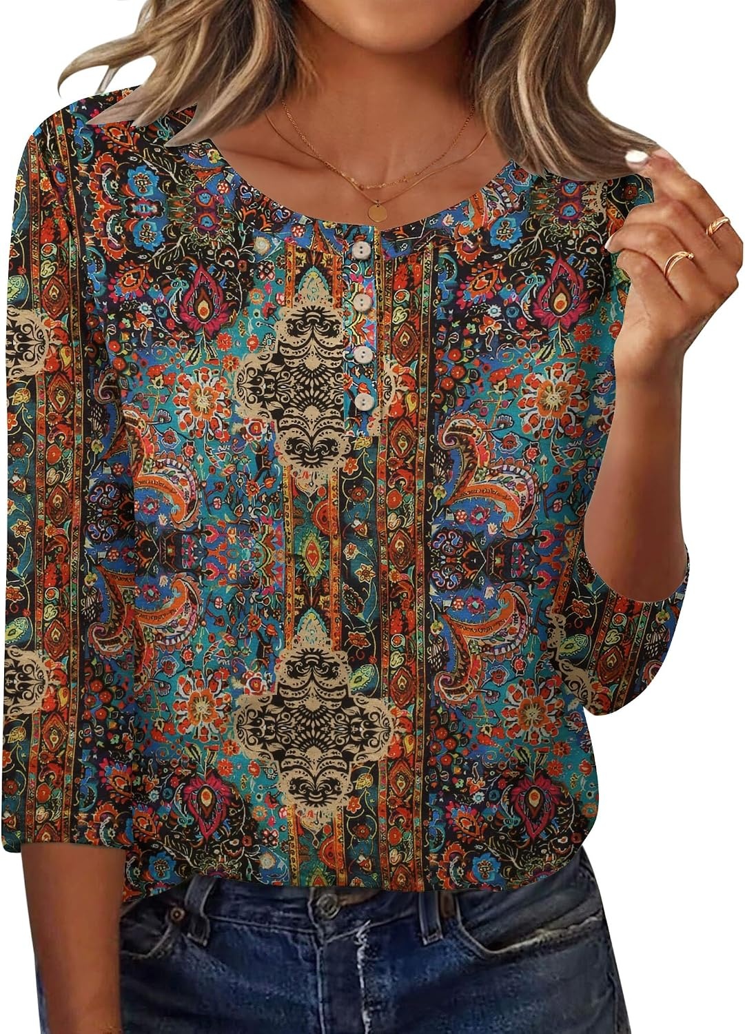 image:imageZeagoo 34 Length Sleeve Women Tops Dressy Casual Blouses Work ClothesMz721