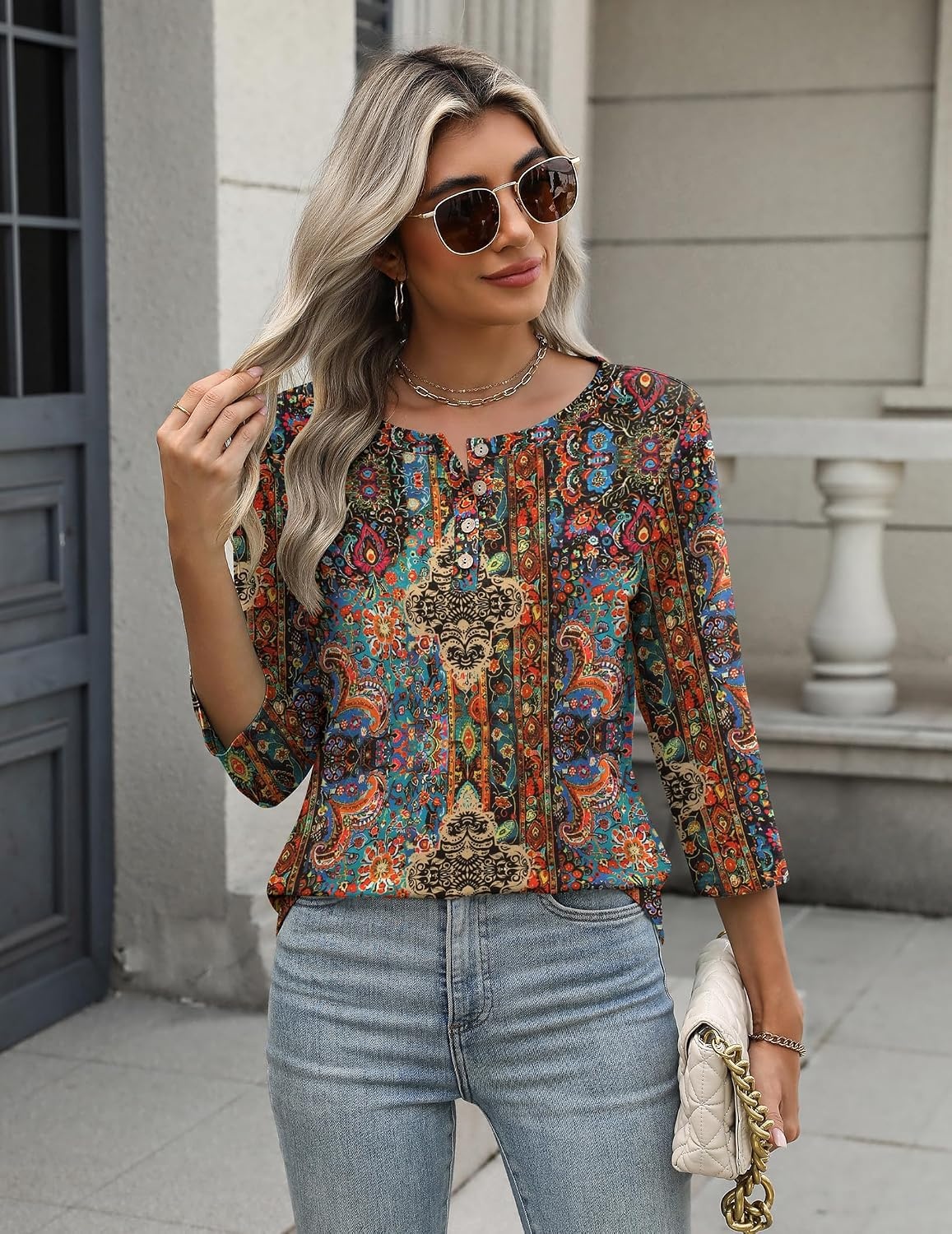 image:imageZeagoo 34 Length Sleeve Women Tops Dressy Casual Blouses Work ClothesMz721