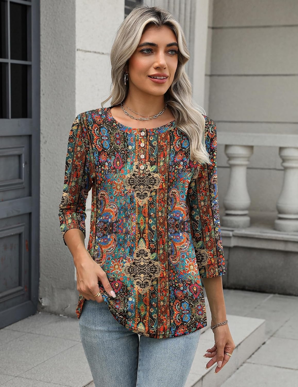 image:imageZeagoo 34 Length Sleeve Women Tops Dressy Casual Blouses Work ClothesMz721
