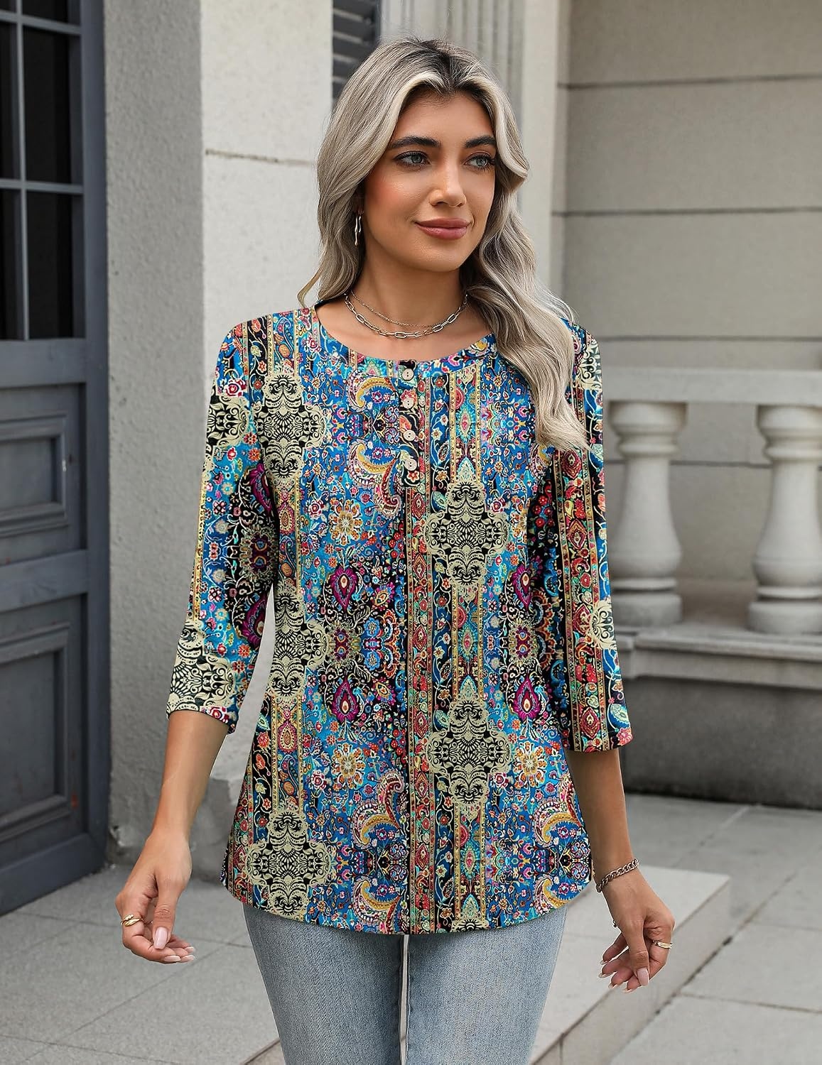 image:imageZeagoo 34 Length Sleeve Women Tops Dressy Casual Blouses Work ClothesMz779