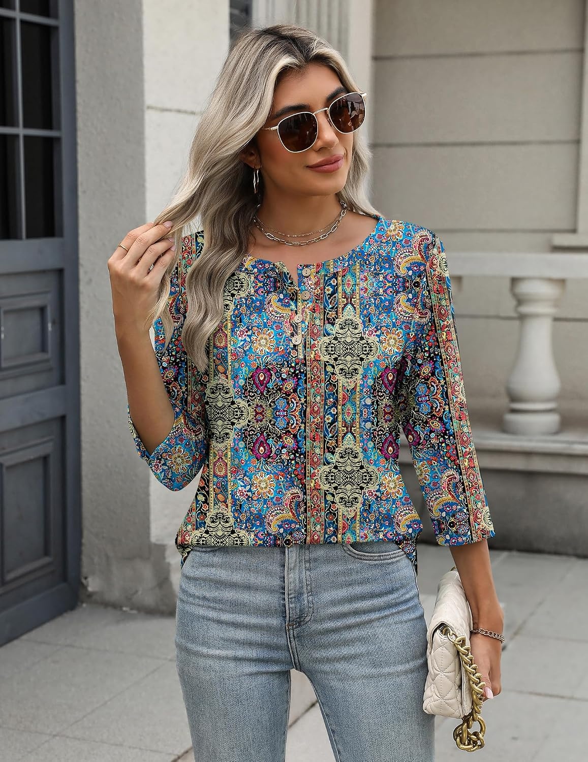 image:imageZeagoo 34 Length Sleeve Women Tops Dressy Casual Blouses Work ClothesMz779