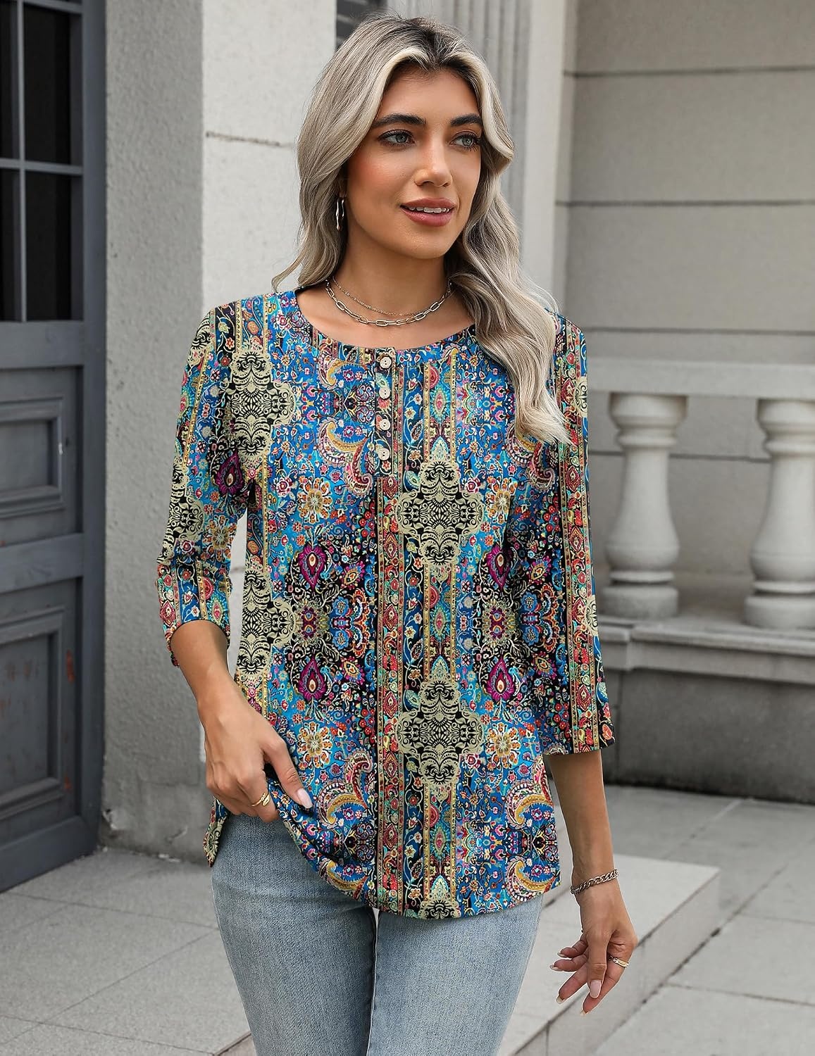 image:imageZeagoo 34 Length Sleeve Women Tops Dressy Casual Blouses Work ClothesMz779