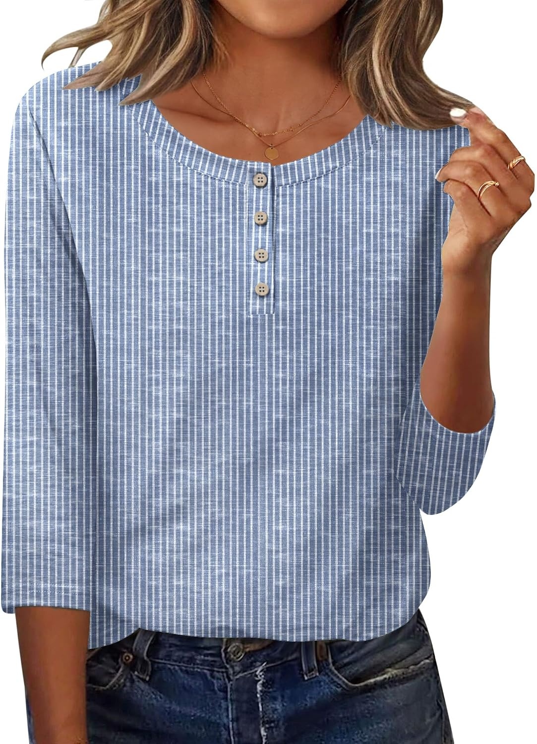 image:imageZeagoo 34 Length Sleeve Women Tops Dressy Casual Blouses Work ClothesTz273
