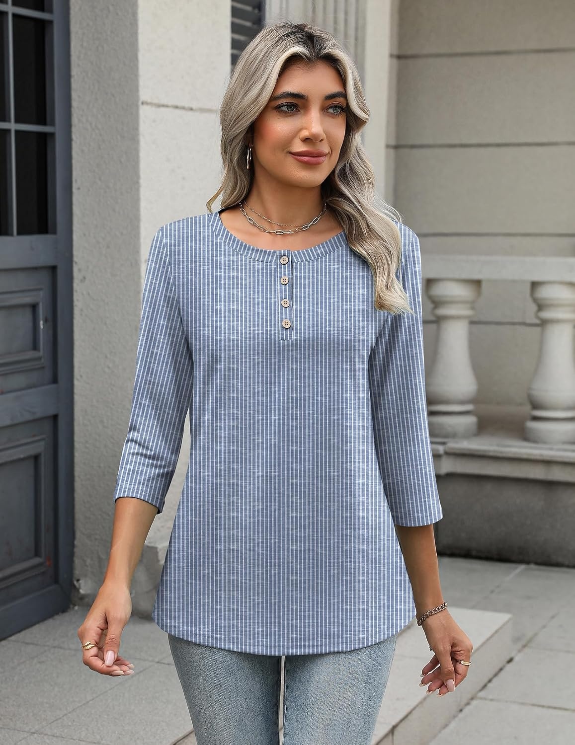 image:imageZeagoo 34 Length Sleeve Women Tops Dressy Casual Blouses Work ClothesTz273