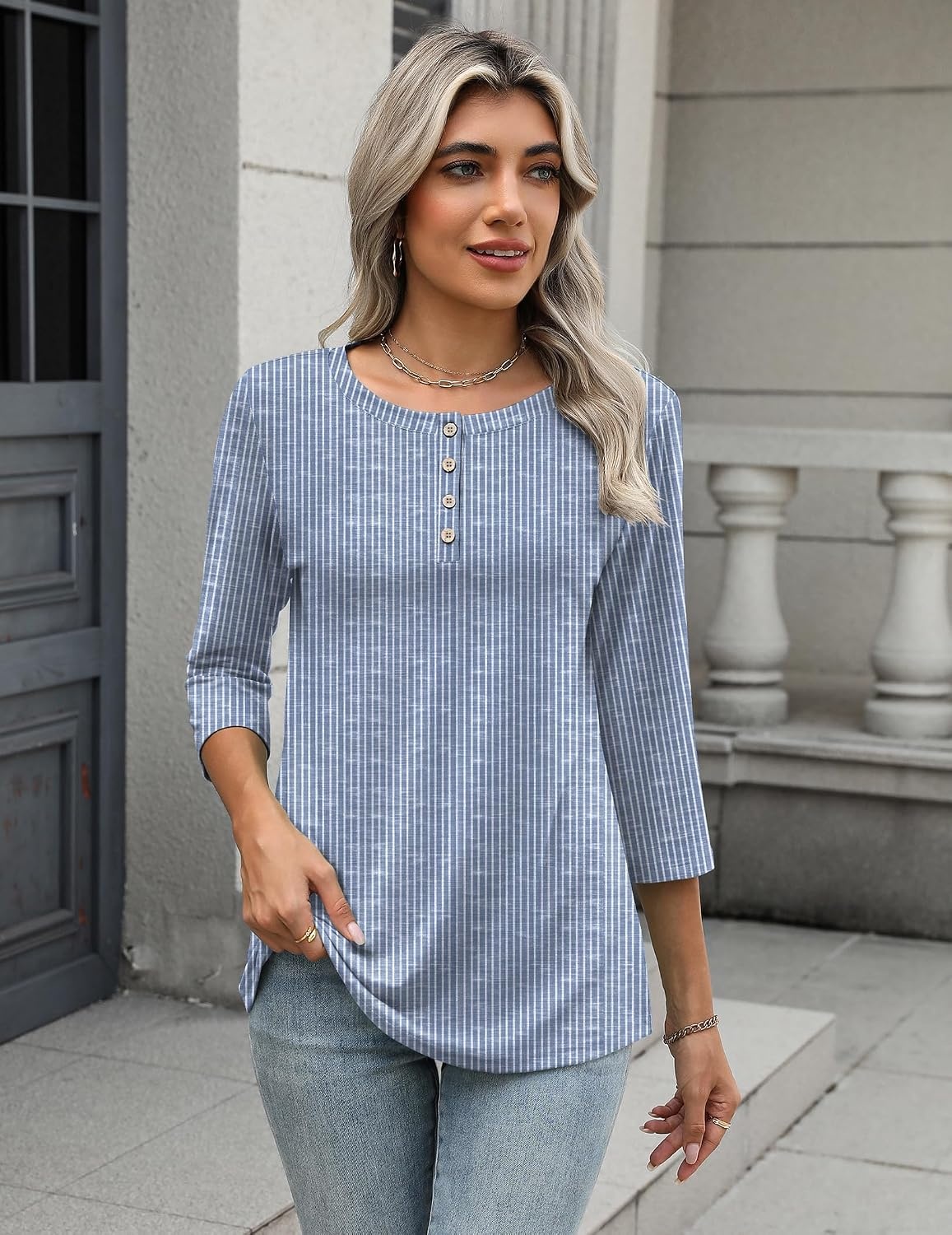 image:imageZeagoo 34 Length Sleeve Women Tops Dressy Casual Blouses Work ClothesTz273