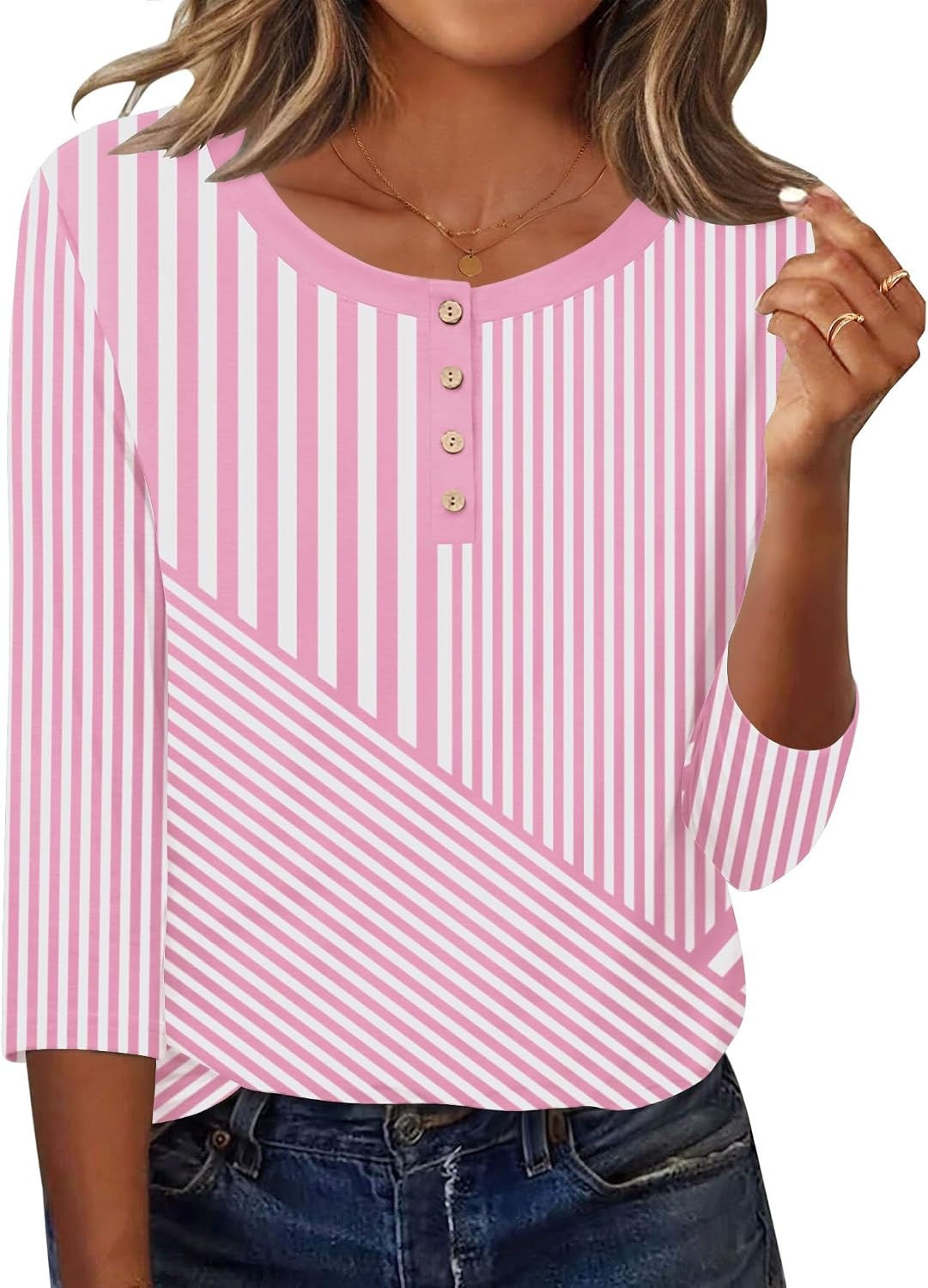 image:imageZeagoo 34 Length Sleeve Women Tops Dressy Casual Blouses Work ClothesTz300pink