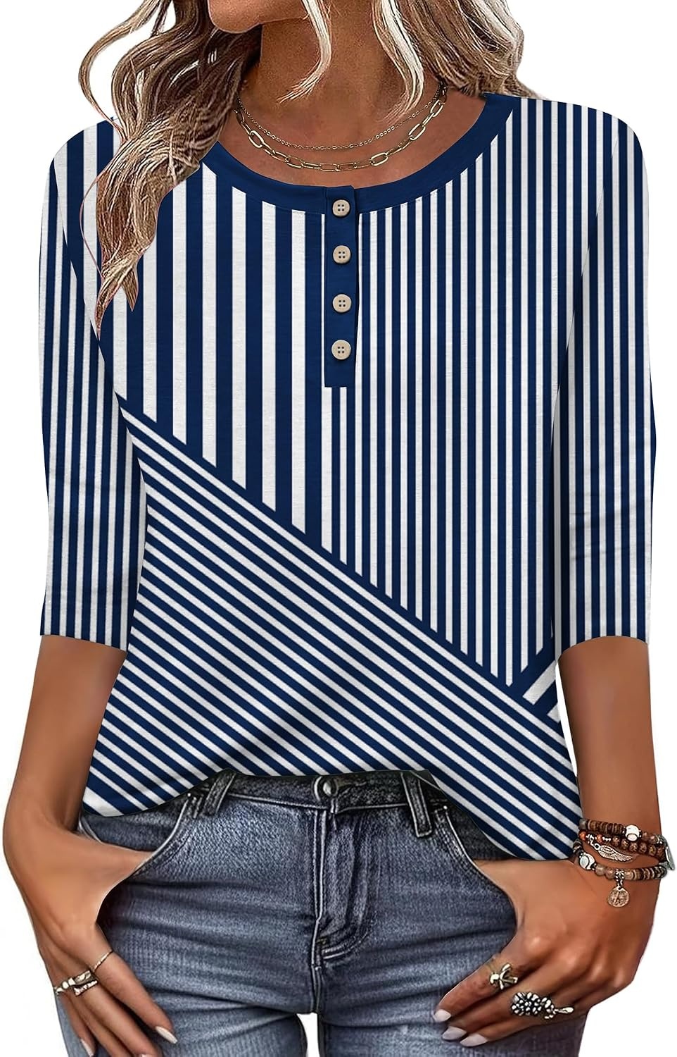 image:imageZeagoo 34 Length Sleeve Women Tops Dressy Casual Blouses Work ClothesTz480blue
