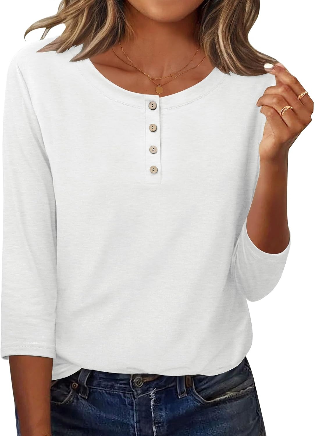 image:imageZeagoo 34 Length Sleeve Women Tops Dressy Casual Blouses Work ClothesWhite