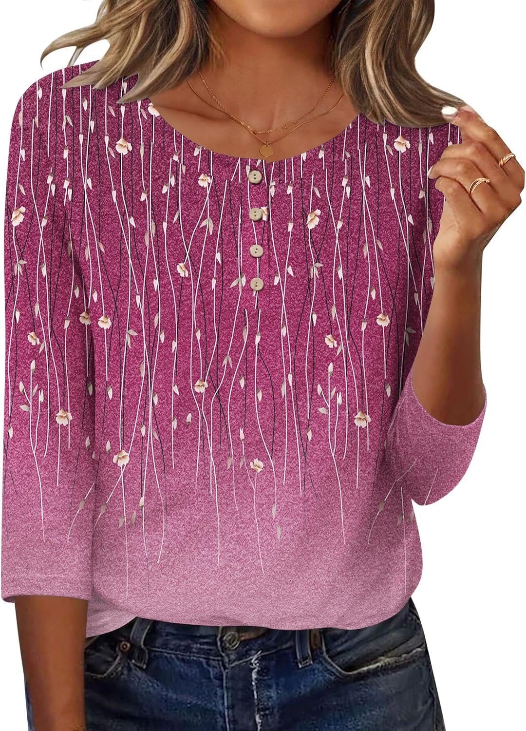 image:imageZeagoo 34 Length Sleeve Women Tops Dressy Casual Blouses Work ClothesXh370purple