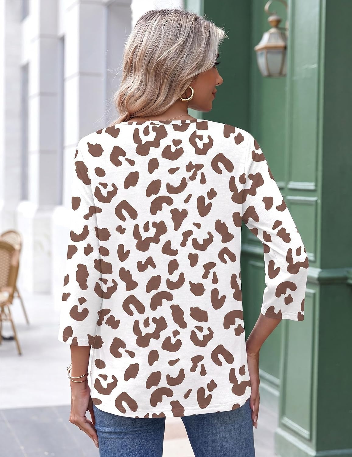 image:imageZeagoo 34 Length Sleeve Womens Tops Round Neck Casual Summer Tunic Tops Basic Tees Blouses Dressy TShirts Pleated ShirtsAn446