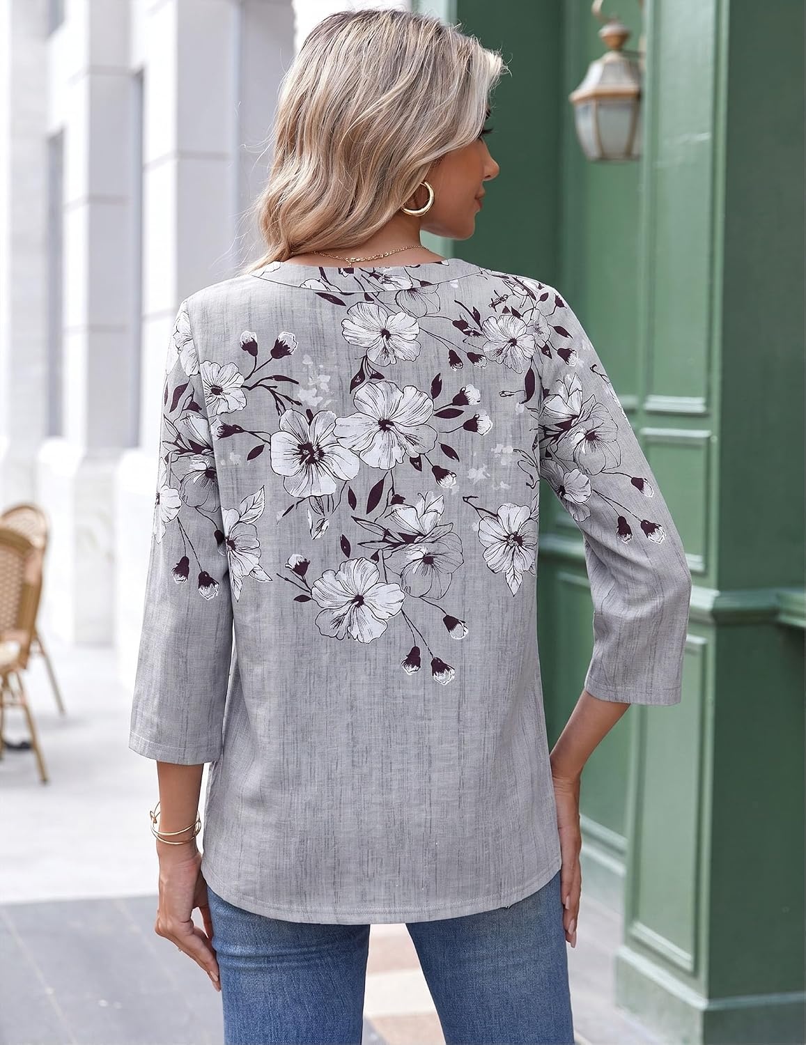 image:imageZeagoo 34 Length Sleeve Womens Tops Round Neck Casual Summer Tunic Tops Basic Tees Blouses Dressy TShirts Pleated ShirtsDh62