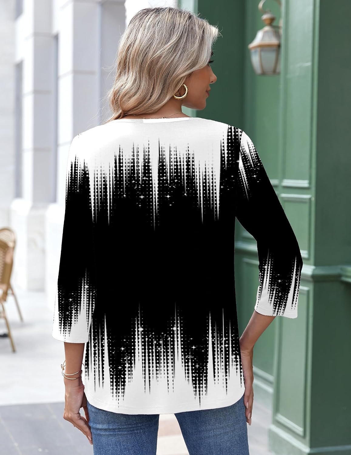 image:imageZeagoo 34 Length Sleeve Womens Tops Round Neck Casual Summer Tunic Tops Basic Tees Blouses Dressy TShirts Pleated ShirtsJb204