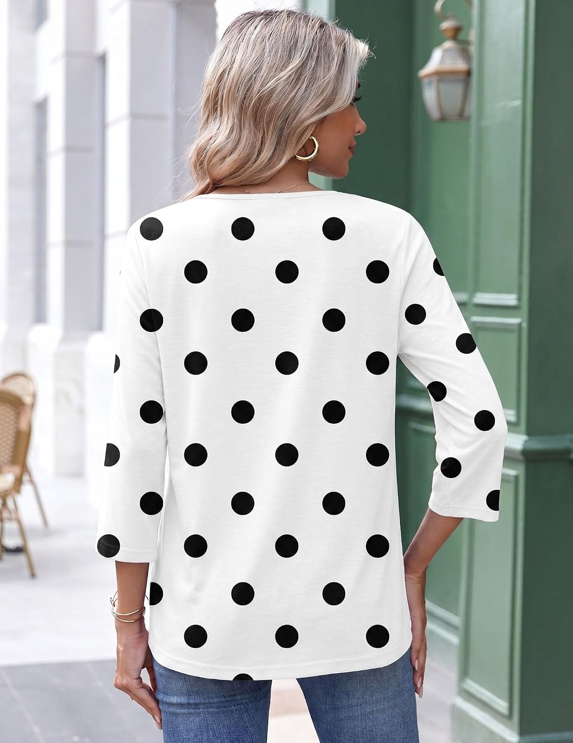 image:imageZeagoo 34 Length Sleeve Womens Tops Round Neck Casual Summer Tunic Tops Basic Tees Blouses Dressy TShirts Pleated ShirtsJh592