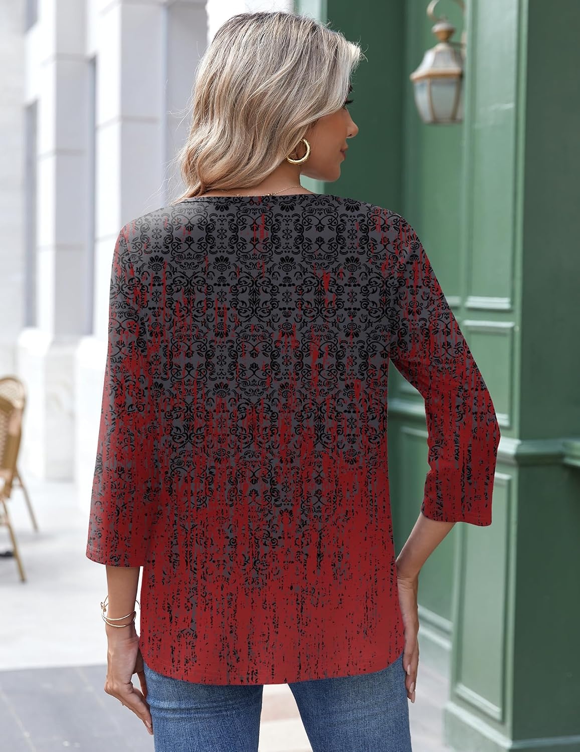 image:imageZeagoo 34 Length Sleeve Womens Tops Round Neck Casual Summer Tunic Tops Basic Tees Blouses Dressy TShirts Pleated ShirtsMz838