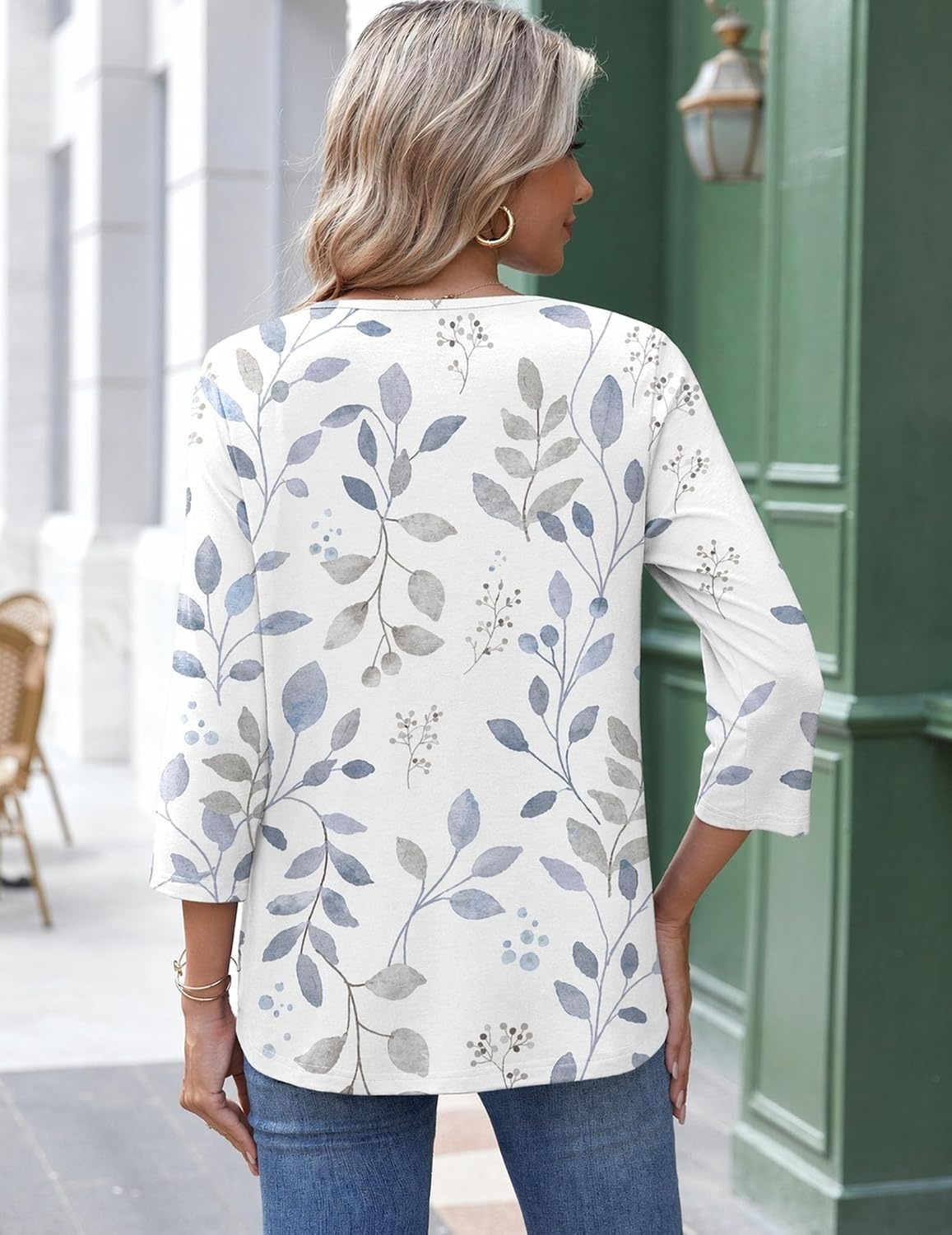 image:imageZeagoo 34 Length Sleeve Womens Tops Round Neck Casual Summer Tunic Tops Basic Tees Blouses Dressy TShirts Pleated ShirtsSp113