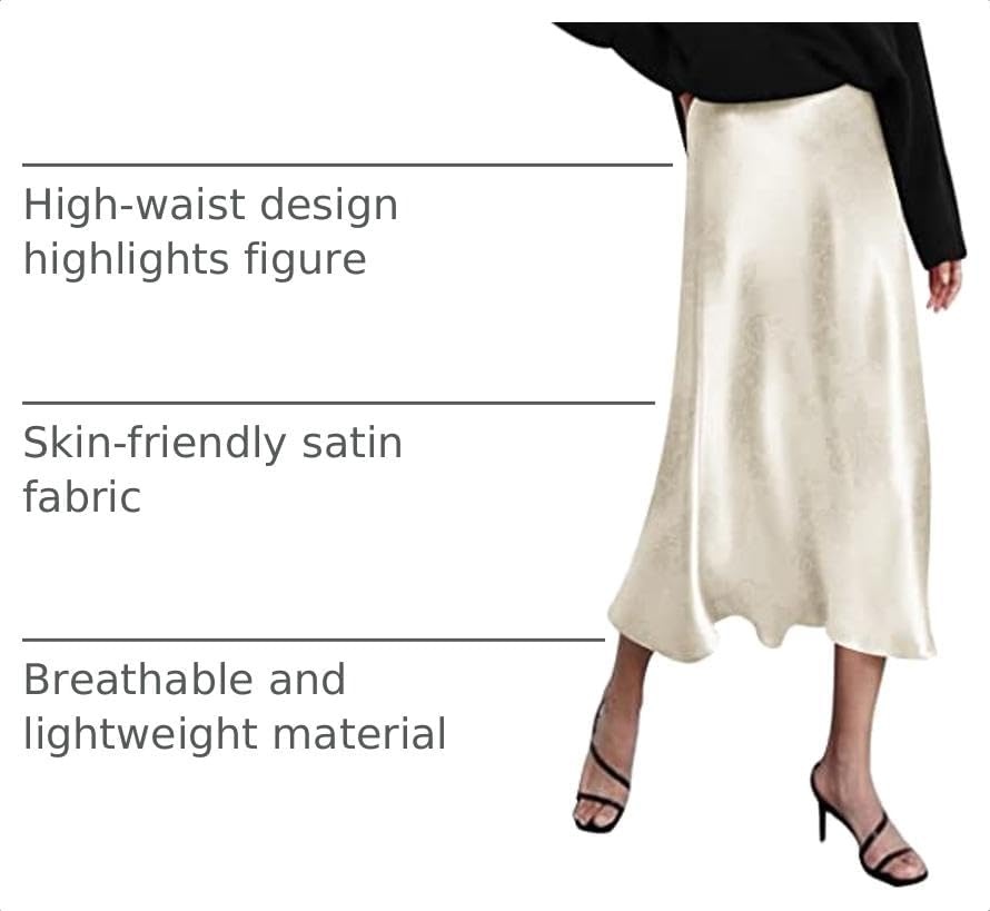 image:imageZeagoo Skirts for Women High Waist Skirt Elegant Midi Skirt SatinNewpastel Peach