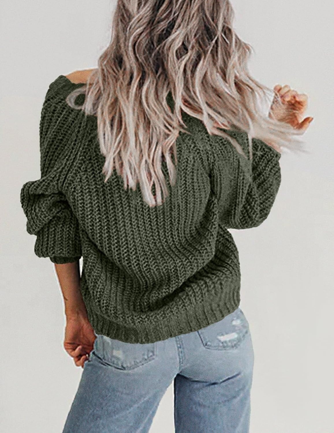 image:imageZeagoo Womens 2026 Fall Chunky Knit Cardigans Long Sleeve SweatersArmy Green