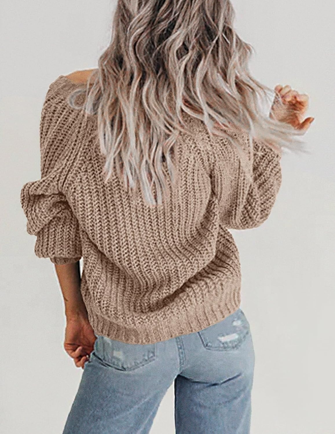 image:imageZeagoo Womens 2026 Fall Chunky Knit Cardigans Long Sleeve SweatersBkhaki