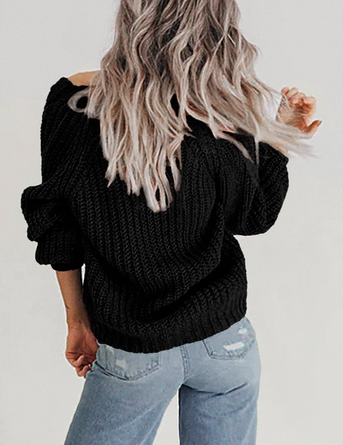 image:imageZeagoo Womens 2026 Fall Chunky Knit Cardigans Long Sleeve SweatersBlack