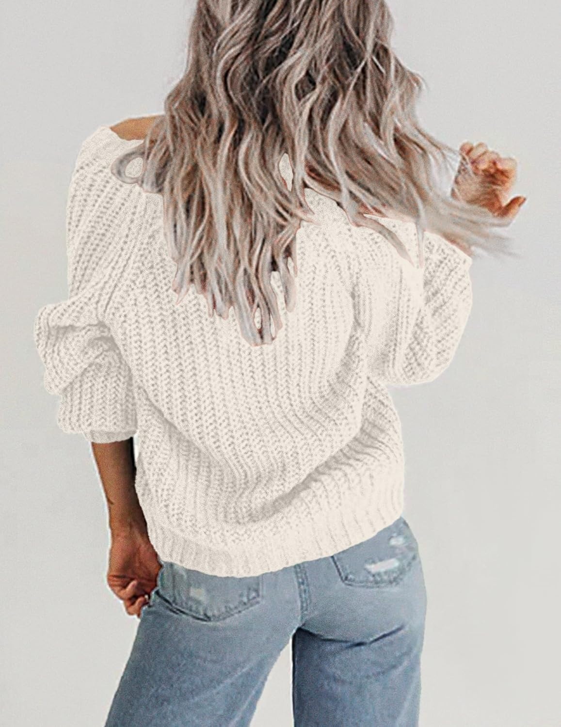 image:imageZeagoo Womens 2026 Fall Chunky Knit Cardigans Long Sleeve SweatersBwhite