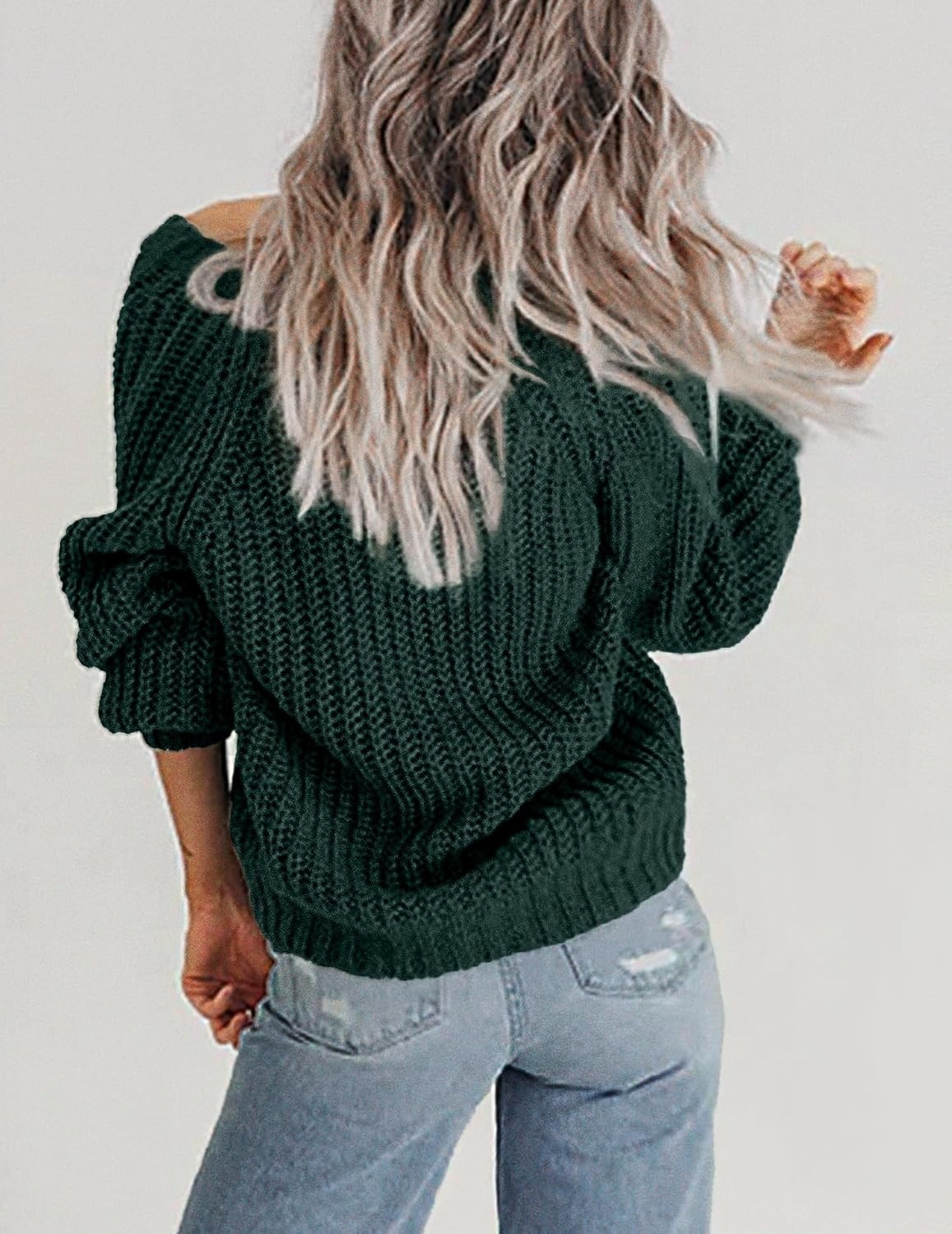 image:imageZeagoo Womens 2026 Fall Chunky Knit Cardigans Long Sleeve SweatersDark Green1