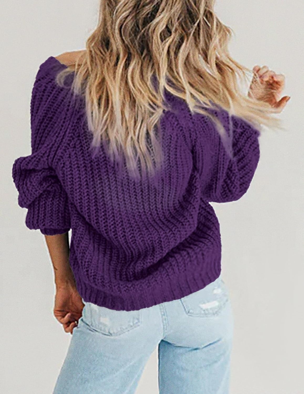 image:imageZeagoo Womens 2026 Fall Chunky Knit Cardigans Long Sleeve SweatersPurple