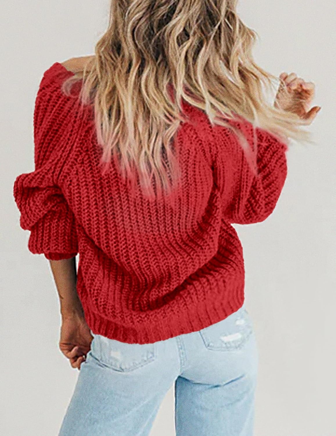 image:imageZeagoo Womens 2026 Fall Chunky Knit Cardigans Long Sleeve SweatersRed