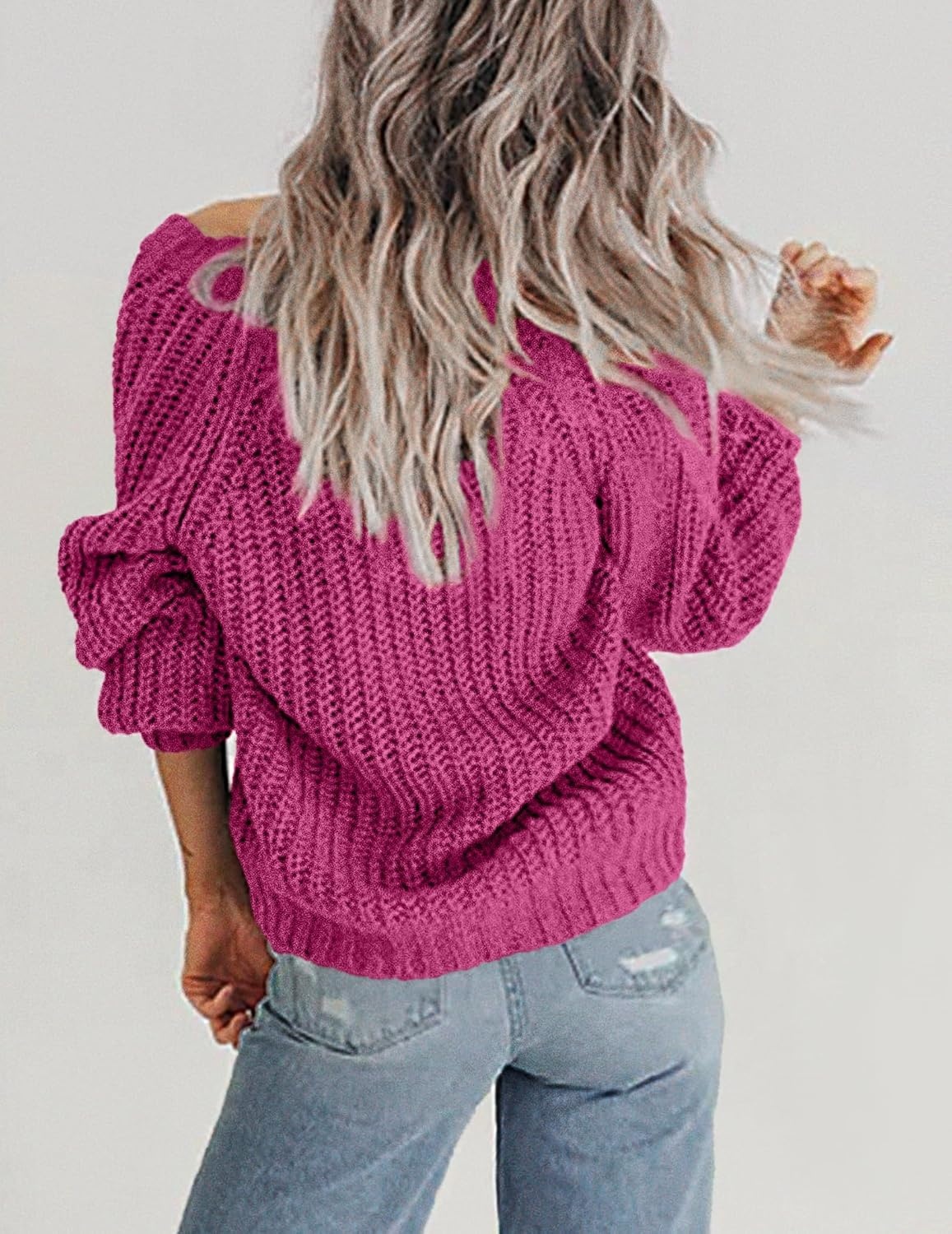 image:imageZeagoo Womens 2026 Fall Chunky Knit Cardigans Long Sleeve SweatersRose1