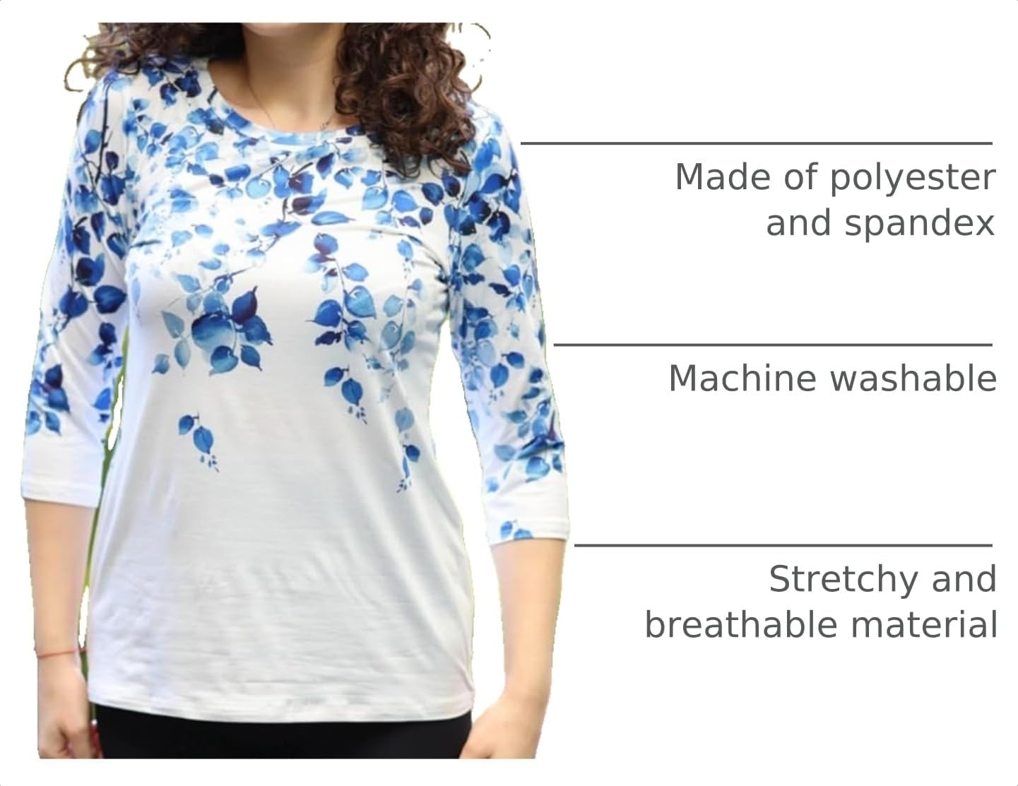 image:imageZeagoo Womens Casual 34 Sleeve TShirts Round Neck Tunic Tops Work BlouseWf41