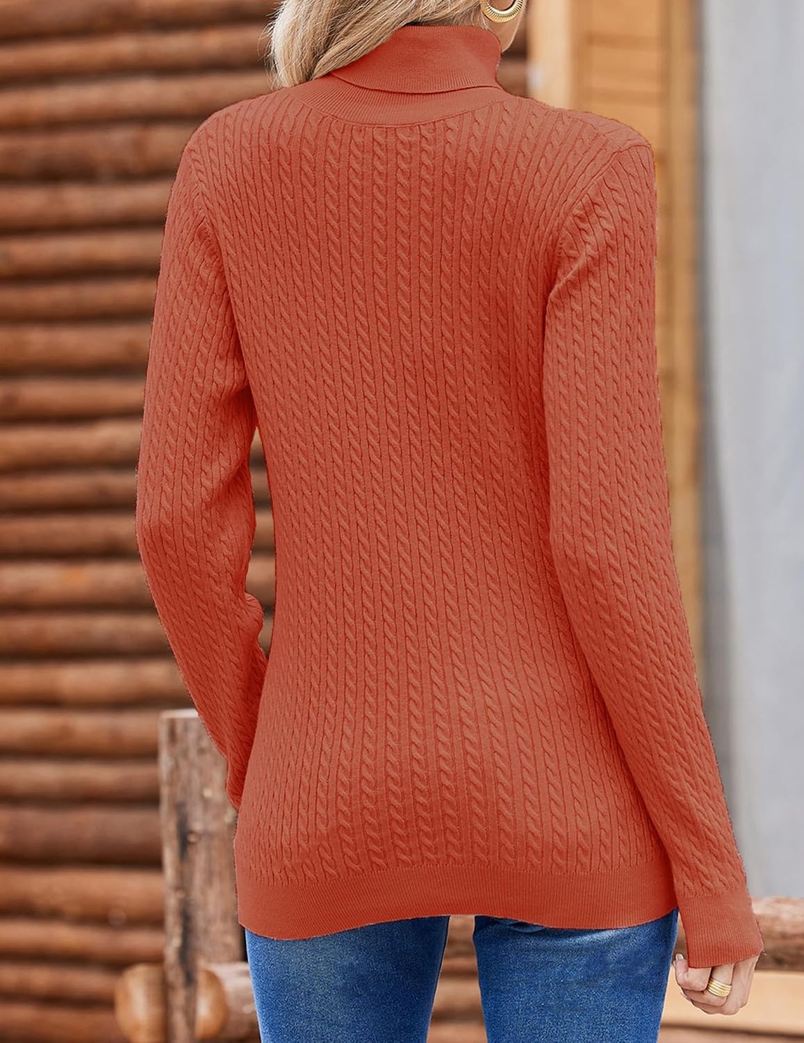 image:imageZeagoo Womens Sweaters Turtleneck Cable Knit Long Sleeve Pullover Fall TopsCaramel
