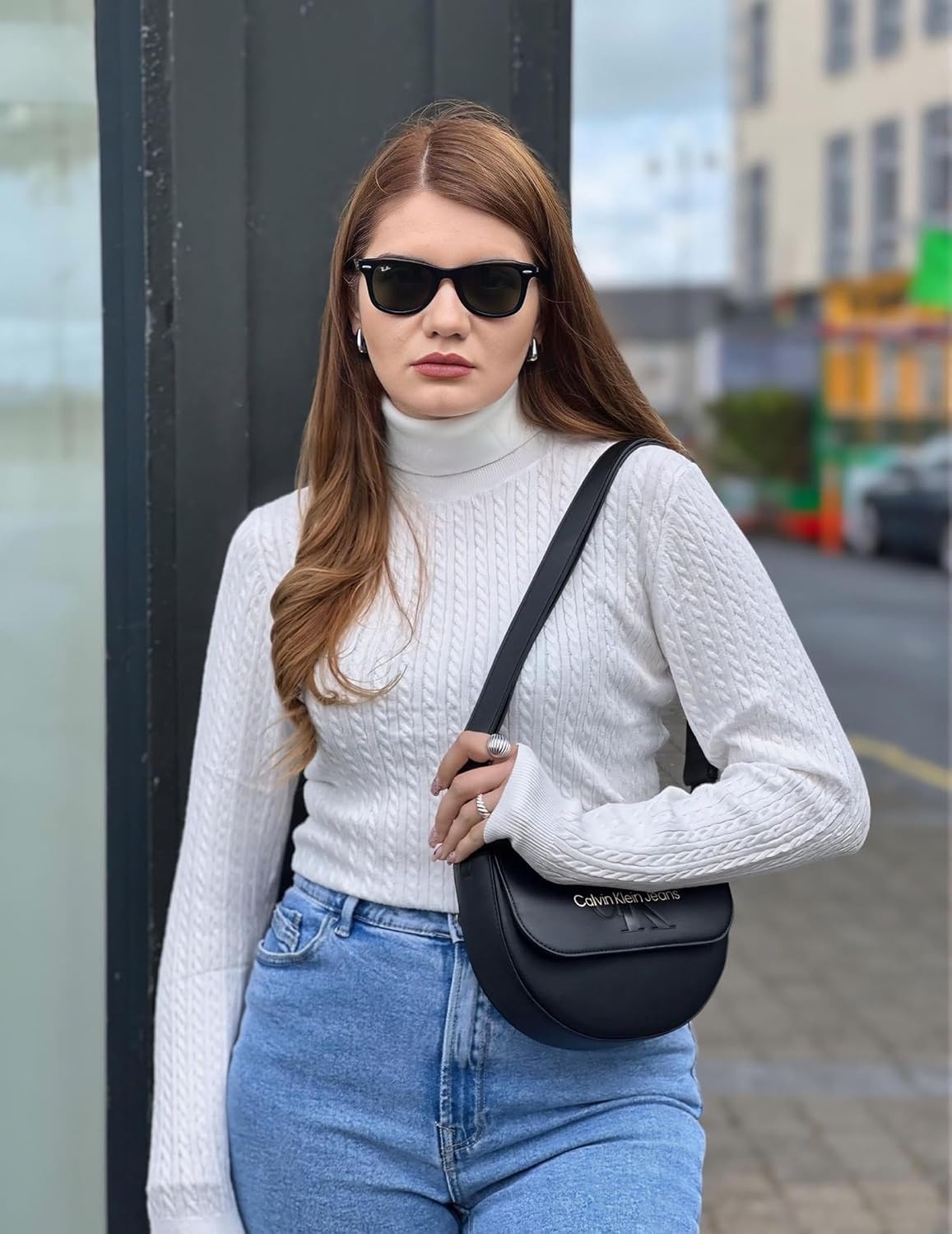image:imageZeagoo Womens Sweaters Turtleneck Cable Knit Long Sleeve Pullover Fall TopsWhite