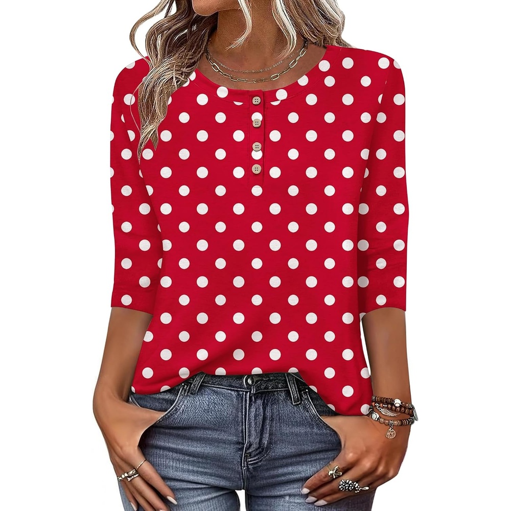 image:imageZeagoo 34 Length Sleeve Women Tops Dressy Casual Blouses Work ClothesJh717polka Dots