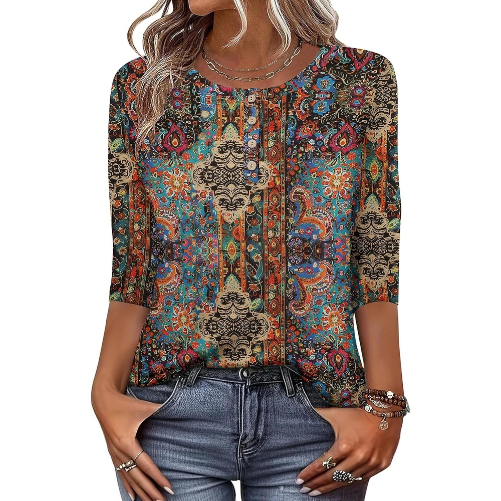 image:imageZeagoo 34 Length Sleeve Women Tops Dressy Casual Blouses Work ClothesMz721