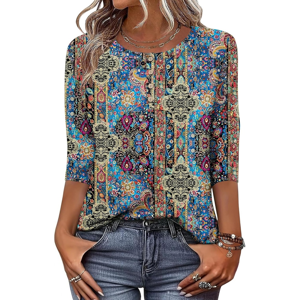 image:imageZeagoo 34 Length Sleeve Women Tops Dressy Casual Blouses Work ClothesMz779