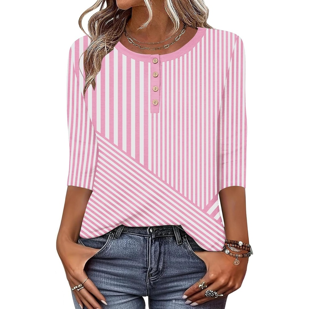 image:imageZeagoo 34 Length Sleeve Women Tops Dressy Casual Blouses Work ClothesTz300pink