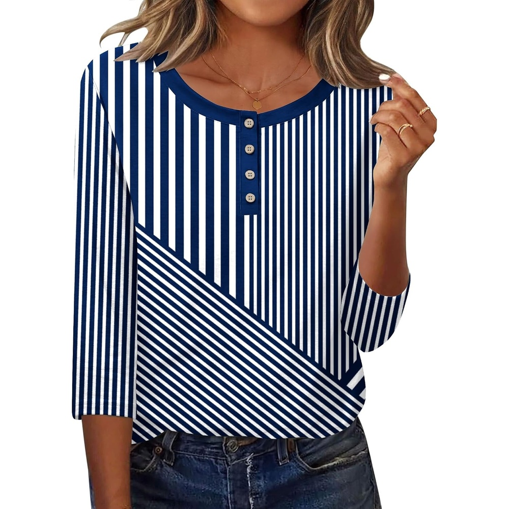 image:imageZeagoo 34 Length Sleeve Women Tops Dressy Casual Blouses Work ClothesTz480blue