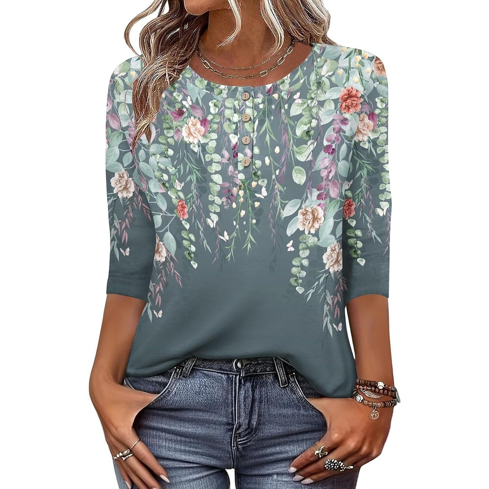 image:imageZeagoo 34 Length Sleeve Women Tops Dressy Casual Blouses Work ClothesWf71grey