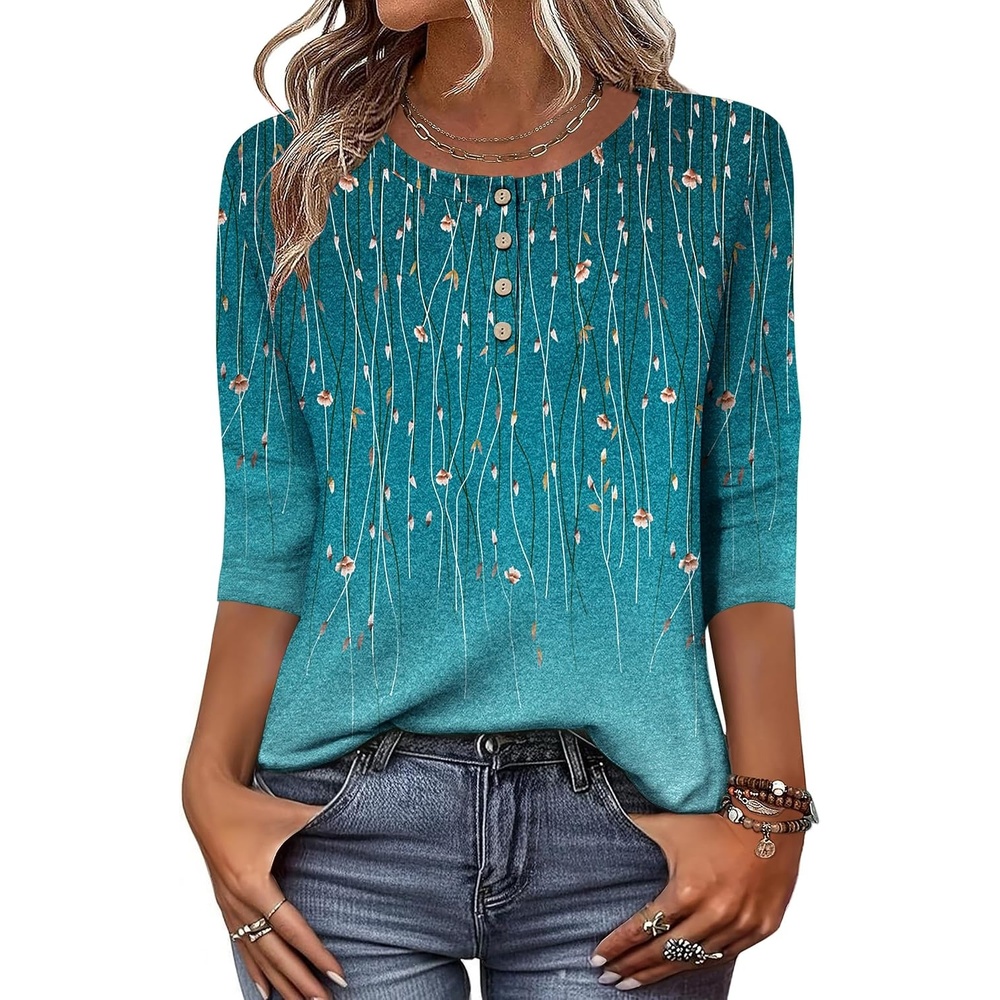 image:imageZeagoo 34 Length Sleeve Women Tops Dressy Casual Blouses Work ClothesXh363green
