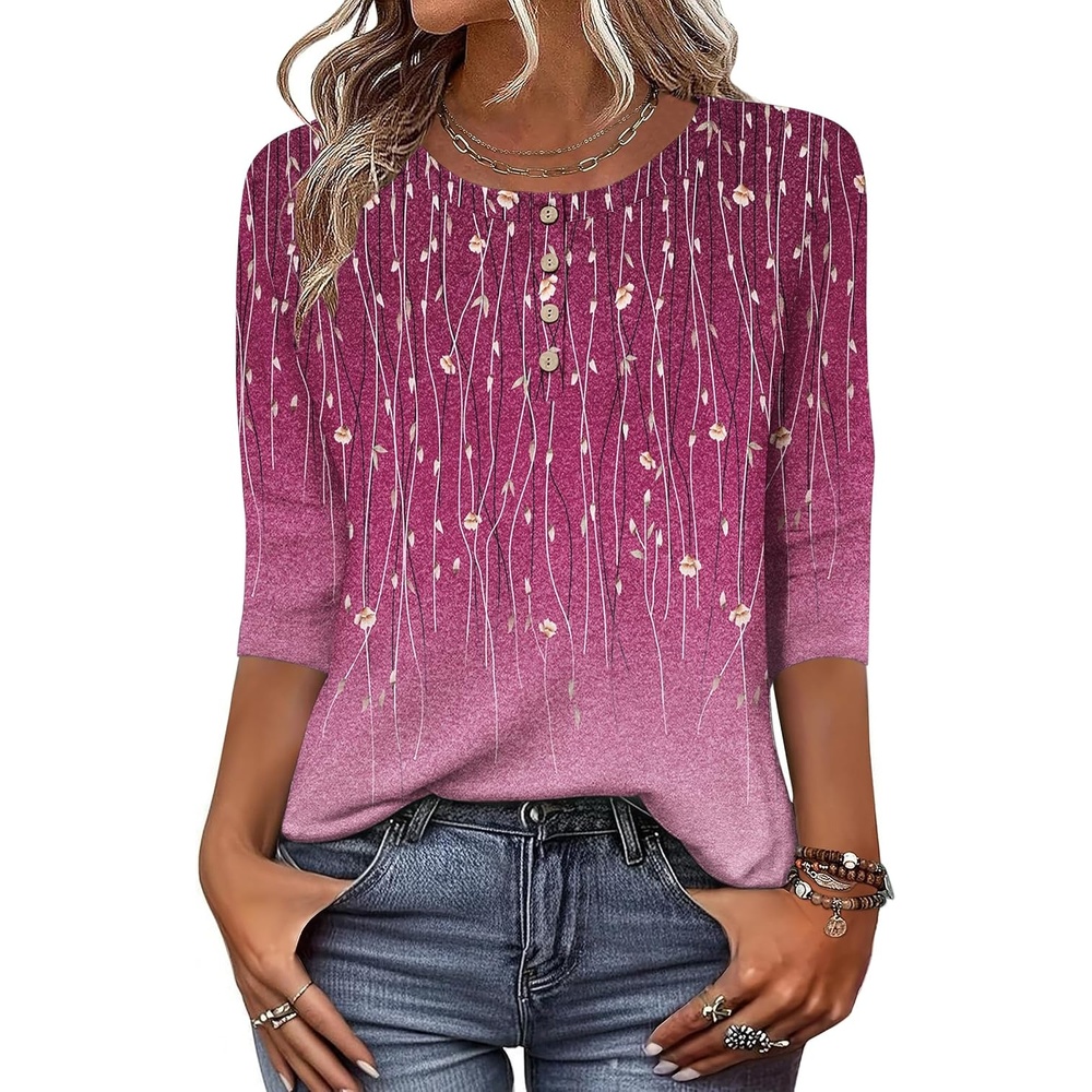 image:imageZeagoo 34 Length Sleeve Women Tops Dressy Casual Blouses Work ClothesXh370purple
