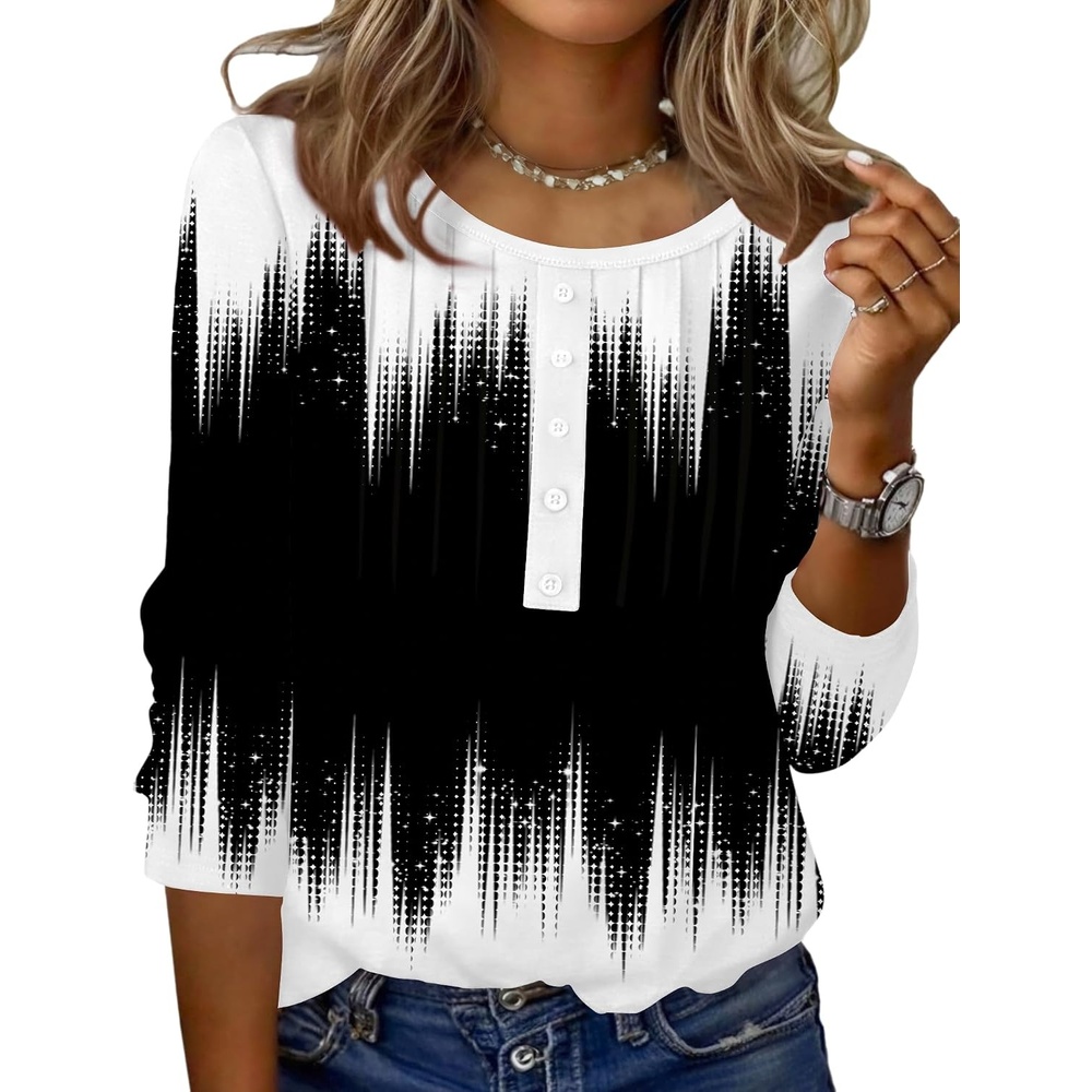 image:imageZeagoo 34 Length Sleeve Womens Tops Round Neck Casual Summer Tunic Tops Basic Tees Blouses Dressy TShirts Pleated ShirtsJb204